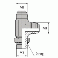 Tés - Orientable renversé mâle JIC x mâle SAE - TMJ RV 7/16 / MSAE7/16 JO - Avec joint o'ring