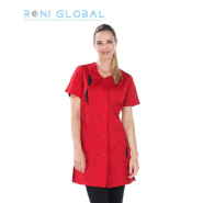 Tunique de travail femme manches courtes fendues en polyester et coton 4 poches - ILONA REMI CONFECTION - Ref: R-2743_0