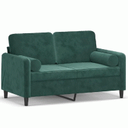 VidaXL Canapé 2 places avec oreillers vert foncé 120 cm velours Modèle AbriCadence 353 - 3200873