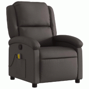 VidaXL Fauteuil inclinable de massage marron foncé cuir véritable Modèle Ferlénis - 8721012184138