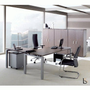 Bureau d'angle ECO - Mobel Linea - Argent Ral 9006, 160, Acacia foncé, Droite