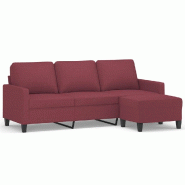 Canapé à 3 places avec repose-pieds Rouge bordeaux 180 cm Tissu Modèle Vega ProDesk Vision - 8721012060104