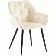 CLP Chaise de salle à manger Cassis en Velours avec Piètement en Métal noir Velours/Crème - beige textile 324472 CLP Chaise de salle à manger Cassis en Velours avec Piètement en Métal noir Velours/Crème - beige textile 324472