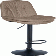 Décoshop26 - Tabouret chaise haute x1 pour cuisine et bar à assise moelleuse en tissu taupe cadre en métal noir 10_0005690 - noir métal 3000265158659