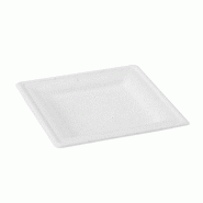 Ecolomique - 50Pcs - Assiette carrée blanche en pulpe  205x205mm - blanc Bagasse ECO210APU2121F