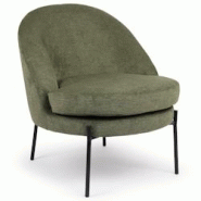 Fauteuil moderne au dossier arrondi Thiago Tissu Beige - 3327480078198