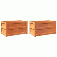 Helloshop26 - Jardinière bac lit surélevé plantes fleurs jardin terrasses lot de 2 cire bois de pin massif marron 02_0039060 - 3000218007850 Helloshop26 - Jardinière bac lit surélevé plantes fleurs jardin terrasses lot de 2 cire bois de pin massif marron 02_0039060 - 3000218007850