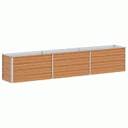 Helloshop26 - Jardinière surélevée extérieure 240 x 40 x 45 cm résistance à la rouille style industriel en acier galvanisé marron 02_0059016 -