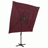 Helloshop26 - Parasol à 4 niveaux avec mât en aluminium 250 x 250 cm bordeaux 02_0008788 - 3000470882721