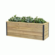 HORTALIA Jardinière en bois avec réserve d’eau Nidum 110 x 40 x 40 cm – Intérieur et extérieur - marron Bois massif N1144AL
