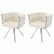 Merax Chaises de salle à manger en velours, lot de 2, fauteuils pivotants pour chambre, fauteuil de détente pivotant à 360° avec quatre pieds en m
