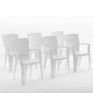 RATTATAN Set de 6 chaises monobloc en polypropylène avec fibre de verre, effet rotin, empilables pour extérieur et jardin, bar et restaurant - Diana RATTATAN Set de 6 chaises monobloc en polypropylène avec fibre de verre, effet rotin, empilables pour extérieur et jardin, bar et restaurant - Diana