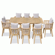 REMARQUABLE Ensemble table de jardin en bois d'acacia (220x100 cm) et 8 fauteuils de jardin  - LISO - 3700917637289