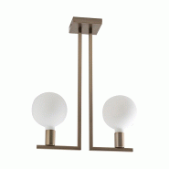 ROSSINI ILLUMINAZIONE Plafonnier Twin Avec Raccordement E27 Pour Intérieur - Structure En Métal Laiton Satiné 75W Ip20 - Design Décoratif - Groupe