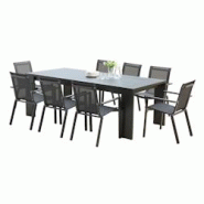 Salon de jardin en aluminium gris Ibiza Une table et 8 fauteuils Wilsa Garden - noir 3662556004757 Salon de jardin en aluminium gris Ibiza Une table et 8 fauteuils Wilsa Garden - noir 3662556004757