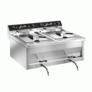 SOFRACA Friteuse double 2 x 9 Litres, 2 x 6000 W (TRI) super puissante, à poser - 3701188040006
