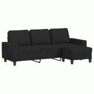 VidaXL Canapé à 3 places avec repose-pieds Noir 180 cm Tissu Modèle Orion Office Vision - 3201155