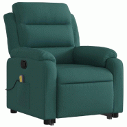VidaXL Fauteuil inclinable de massage Vert foncé Tissu Modèle Fervoriax - 3204998