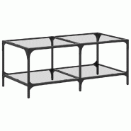 VidaXL Table basse avec dessus en verre transparent 98,5x50x40cm acier Modèle Élancé Chic - 845980