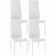 Décoshop26 - Lot de 4 chaises de salle à manger design simple en synthétique blanc avec couture cadre en métal noir CDS10409 - blanc 3002482832695 Décoshop26 - Lot de 4 chaises de salle à manger design simple en synthétique blanc avec couture cadre en métal noir CDS10409 - blanc 3002482832695