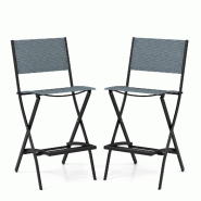Helloshop26 - Lot de 2 chaises tabourets de bar pliables 46 x 57 x 102 cm confort ergonomique patins antidérapants en textilène bleu 20_0012456 - 30