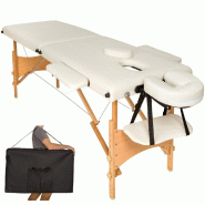 Helloshop26 - Table de massage crème 2 zones avec sac de transport professionnel top qualité 08_0000462 - acier 3000091441536