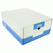 Lot de 10 Tiroir d'archivage Tirofast 28x36,5x14, en carton blanc/bleu - 3334381050024