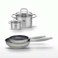 Lot de 2 Poêles 24/28 cm Elo Profi Therm Platinum et 2 Faitouts 12/20 cm - gris inox 3176239952391