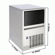 Machine à glaçon 23kg/24h premium - Réfrigérateur en acier inoxydable AISI 304, 350x475x595 mm