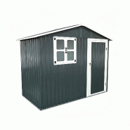Merax Abri à outils en métal 2,49 m², abri de jardin avec 1 porte, 1 fenêtre et toit à pignon, 232 x 107,2 x 192,2 cm, gris - gris métal W3600S00038
