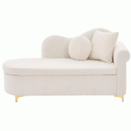 Merax méridienne multifonction 134 cm avec rangement, tissu teddy, coussins lombaire et cervical, beige - beige N887P389247W