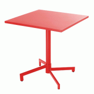 Oviala Business Table de terrasse carrée bistrot avec plateau rabattable rouge - rouge acier 114462