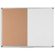 Pergamy tableau combi mixte, affichage liège et surface laquée blanche magnétique, format : l90 x h60 cm