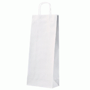Sac kraft blanc 1 ou 2 bouteilles poignées torsadées 18x8x40cm - par 100