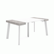 SKRAUT HOME Table console extensible, 160, Pour 8 personnes, Pieds en bois, Blanc et ciment - blanc Bois manufacturé 247_7