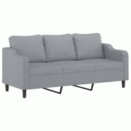 VidaXL Canapé à 3 places Gris clair 180 cm Tissu Modèle Aero Panorama Élégance - multi-matériau 359367