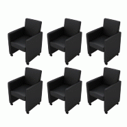 VidaXL Chaises à manger lot de 6 noir similicuir Modèle Vega Master - 160184