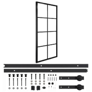 Vidaxl porte coulissante quincaillerie aluminium et verre esg 76x205cm 3056797