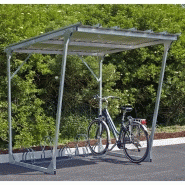 Abri vélo ouvert steel / structure en acier / toiture en tôle galvanisé / pour 5 vélos