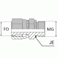 Adaptateur femelle tournant ORFS x mâle gaz cylindrique - 1/2' , 20.95 , 11/16' , 15.73