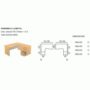 Bureau compact mixte avec caisson Idea Pano - Quadrifoglio. - 160, Gris, Droite, 3 tiroirs