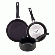Chef sauce PIXEL - Set de 2 Poêles Ø20/Ø24cm et Casserole Ø16cm en Aluminium Pressé Antiadhésif - PK8791