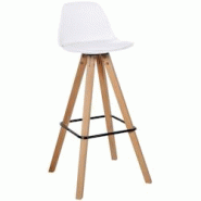 Décoshop26 - Tabouret de bar chaise haute x1 repose-pieds style scandinave en plastique et PVC blanc structure en bois clair carré 10_0004626 - blan Décoshop26 - Tabouret de bar chaise haute x1 repose-pieds style scandinave en plastique et PVC blanc structure en bois clair carré 10_0004626 - blan