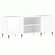 Helloshop26 - Armoire à disques pratique espace de rangement 121 x 38 x 48 cm style industriel en bois d'ingénierie blanc brillant 02_0049087 - blan