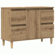 Helloshop26 - Armoire d'évier moderne 80 x 33 x 60 cm grande capacité rangement salle de bain en bois d'ingénierie chêne artisanal 02_0051052 - Bo