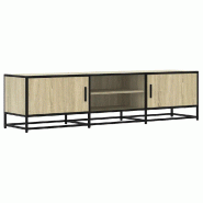 Helloshop26 - Meuble TV rectangulaire industriel moderne rangement 160 x 35 x 41 cm en bois d'ingénierie chêne sonoma 02_0049606 - métal 3000235924048