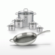 Lot 5 Faitouts Elo Relief Evolution et Poêle 32 cm - gris inox 3176239958423