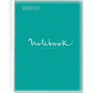 MIQUELRIUS Lot de 5 Cahier Emotions A4, 160p./80 feuilles 90 g/m², reliure intégrale, couverture PP coloris turquoise, quadrillé 5x5 - 8422593460610