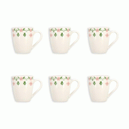 Novastyl - Lot 6 mug primavera 36cl en porcelaine rose et blanc - 3256391058923