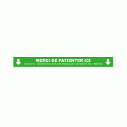 Sticker bande marquage au sol "Merci de patienter ici" - Vert